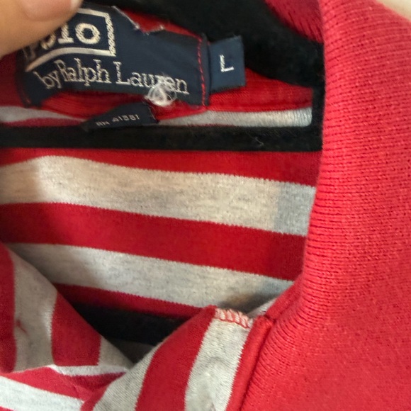 Polo by Ralph Lauren Red and White Striped polo Shirt size large men’s - Picture 6 of 7